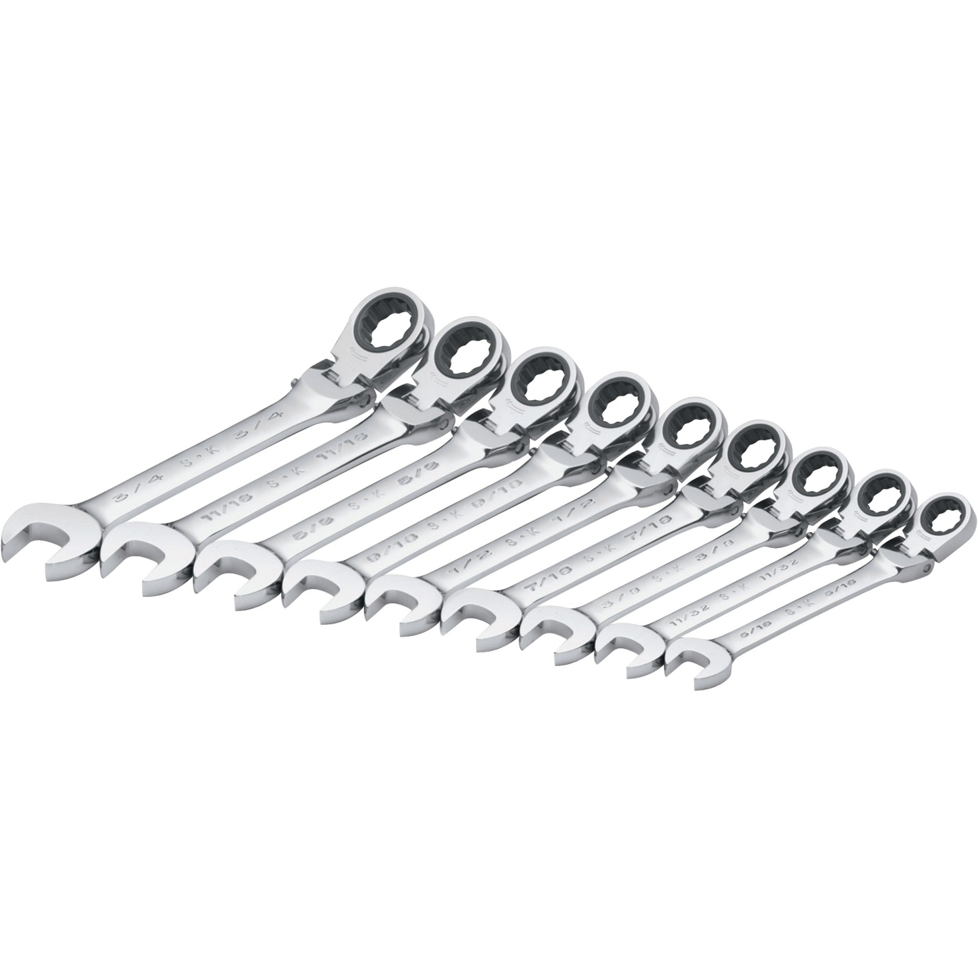 SK Tools Locking Flex Head Wrenches — 9-Pc. Set, Model# 89800